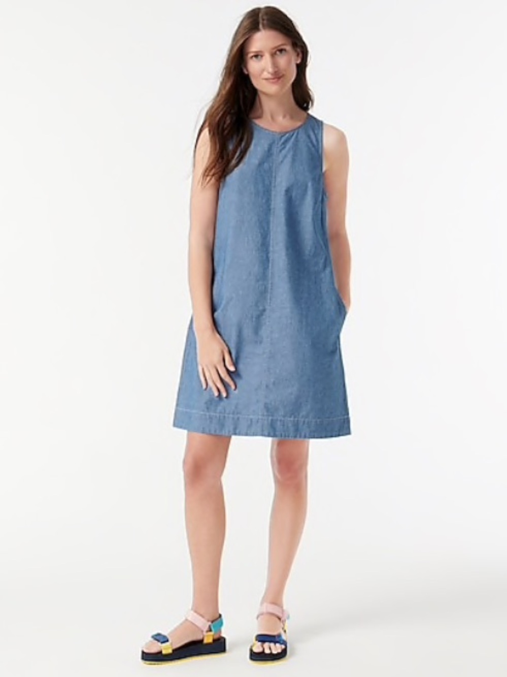 J. Crew Button Back Chambray Shift Dress NWOT